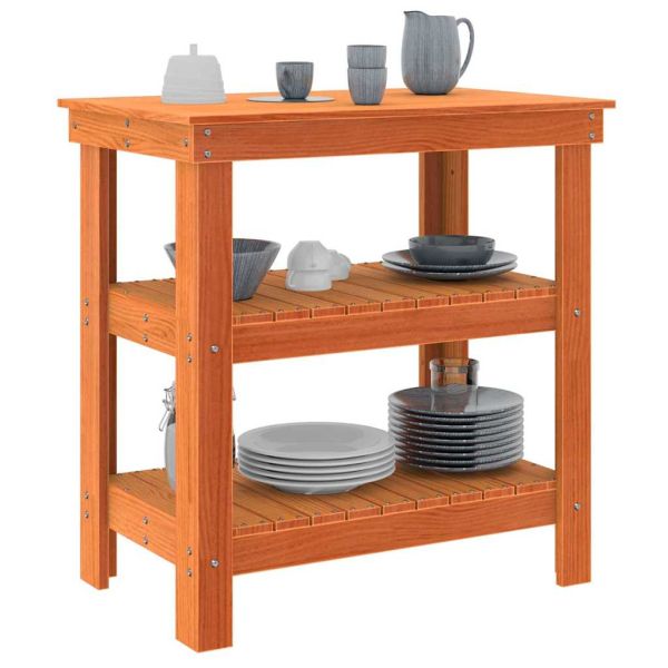 Работна маса с рафт Кафяво с восъчно покритие 78,5 x 50 x 80 см