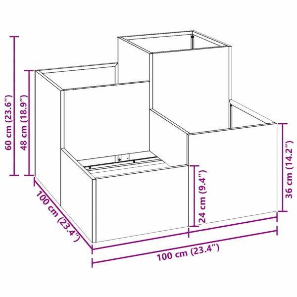 Градинска саксия Сребрист 100 x 100 x 60 см Поцинкована стомана
