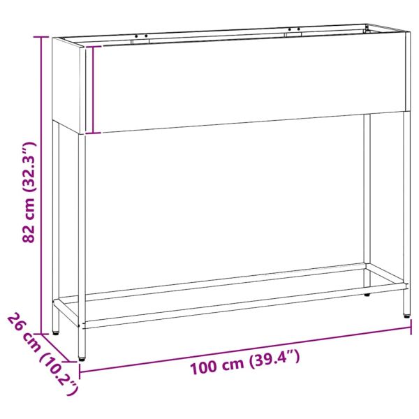 Повдигната градинска саксия Черно 100 x 26 x 82 см Стомана
