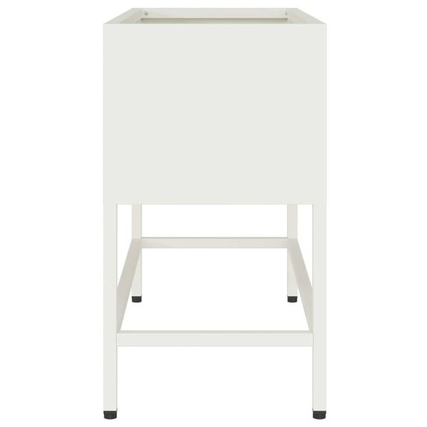 Повдигната градинска саксия Бяло 60 x 26 x 45 см Стомана