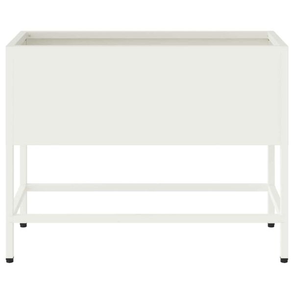 Повдигната градинска саксия Бяло 60 x 26 x 45 см Стомана