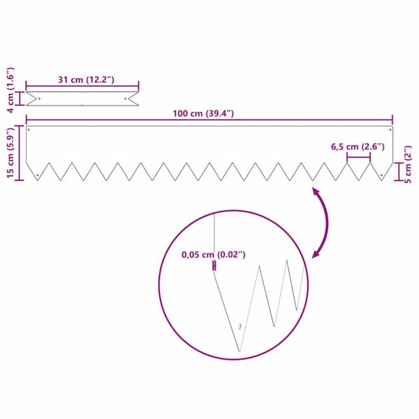 Ограда за трева 20 pcs Кафяво 100 x 0.05 x 20 см