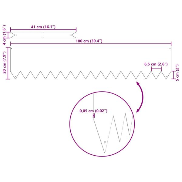 Ограда за трева 10 pcs Бяло 100 x 0.05 x 20 см