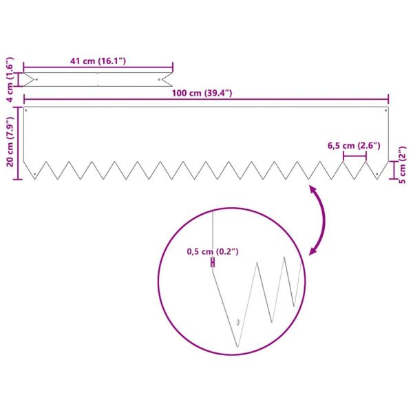 Ограда за трева 10 pcs Антрацит 100 x 0.05 x 20 см