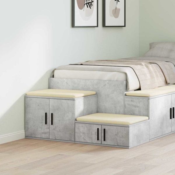 Шкаф за съхранение 2 pcs Циментено сиво 127 x 41 x 40 см