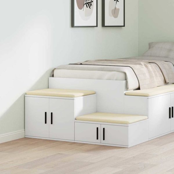 Шкаф за съхранение 2 pcs Бяло 118 x 41 x 40 см Инженерно дърво