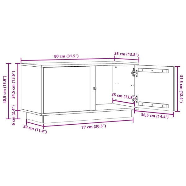 ТВ шкаф Кафяво с восъчно покритие 80 x 35 x 40,5 см