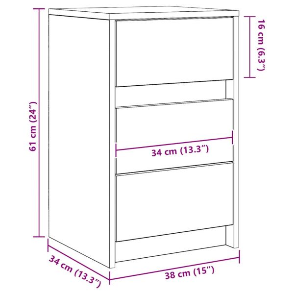 Нощен шкаф с Старо дърво 38 x 34 x 61 см Инженерно дърво