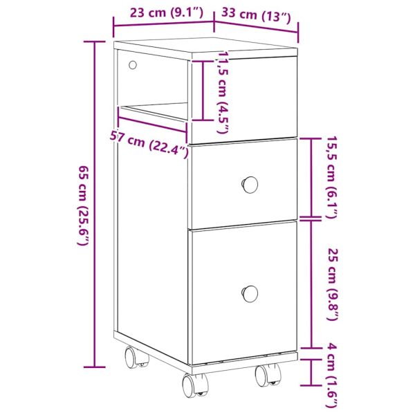 Комплект мебели за баня с колело Черния дъб 33 x 23 x 65 см