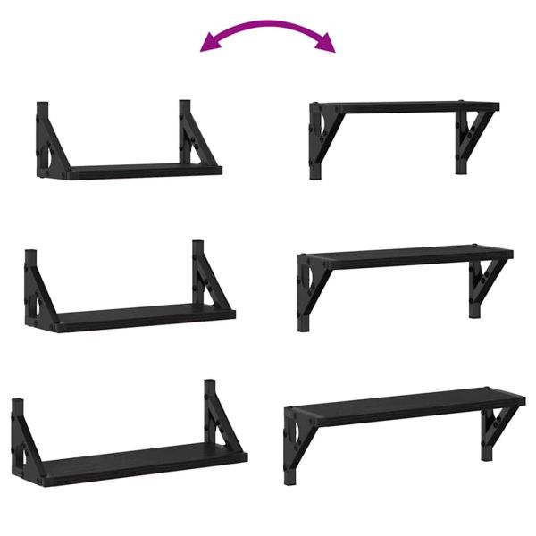 Стенен рафт Монтиране на стена със съхранение 3 pcs Черния дъб