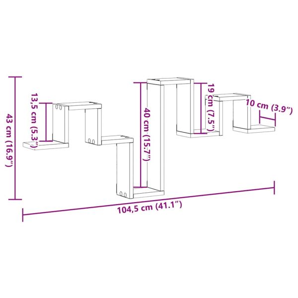 Стенен рафт Монтиране на стена Черния дъб 104.5 x 43 x 10 см