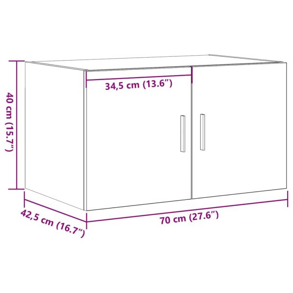 Стенен шкаф Черен дъб 70 x 42.5 x 40 см Инженерно дърво