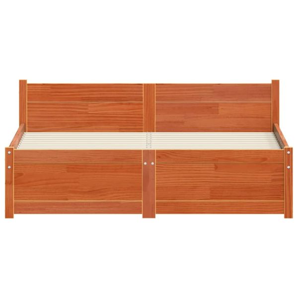 Рамка за легло Кафяво с восъчно покритие 205.5 x 95.5 x 51 см