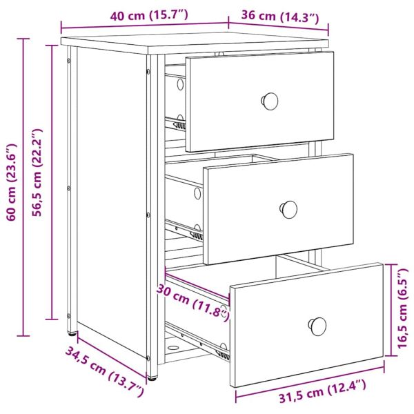 Нощен шкаф с чекмедже Черно Солидно възстановено дърво