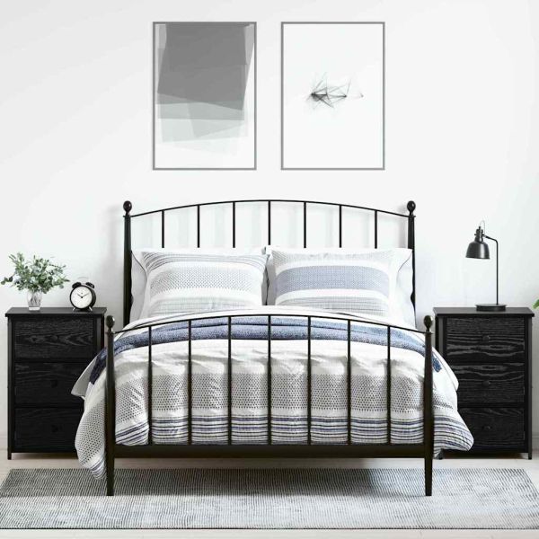 Нощен шкаф с чекмедже Черно Солидно възстановено дърво