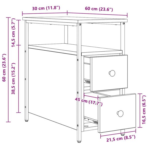 Нощен шкаф дъб артизан 30 x 60 x 60 см Инженерно дърво