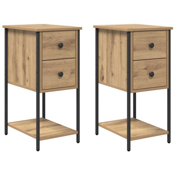 Нощен шкаф 2 pcs дъб артизан 32 x 42 x 70 см Инженерно дърво