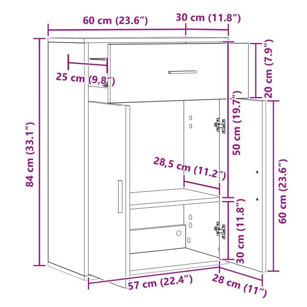 Служебен шкаф Черния дъб 60 x 30 x 84 см Инженерно дърво