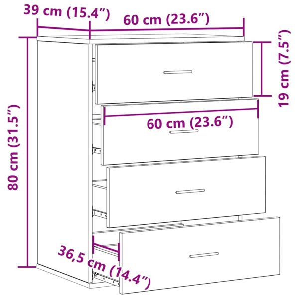 Служебен шкаф Старо дърво 60 x 39 x 80 см Инженерно дърво