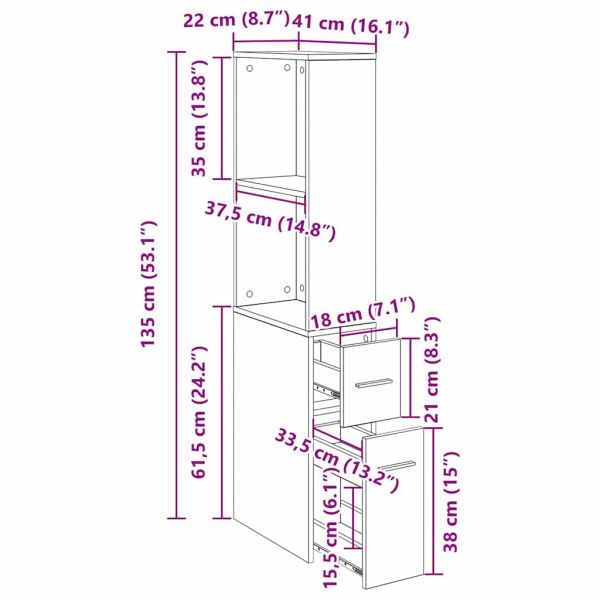 Комплект мебели за баня Черния дъб 22 x 41 x 135 см
