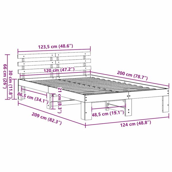Рамка за легло с таблото Кафяво с восъчно покритие 120 x 200 cm