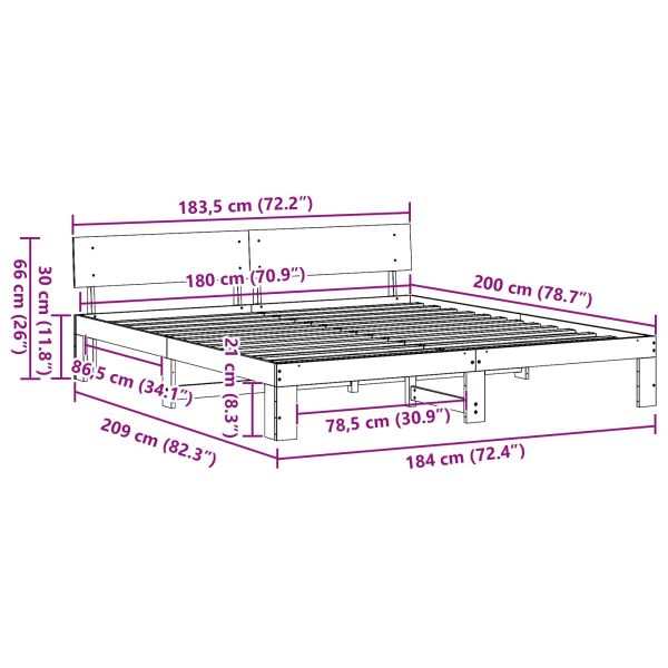 Рамка за легло Естествен 180 x 200 cm Солидно борово дърво