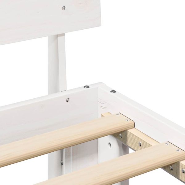 Рамка за легло с таблото Бяло 100 x 200 cm Солидно борово дърво