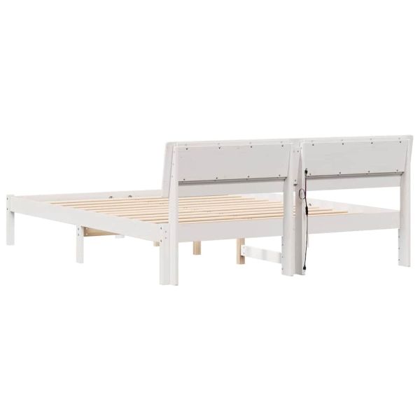 Рамка за легло с таблото Бяло 140 x 200 cm Солидно борово дърво
