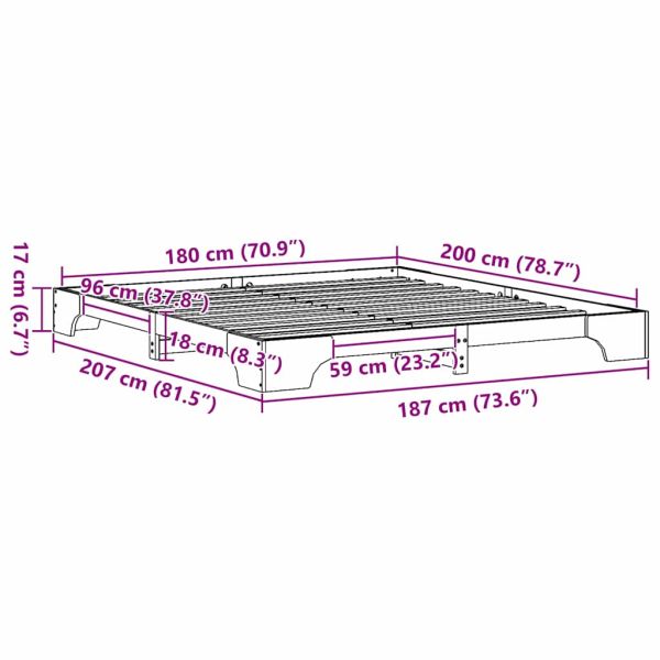 Рамка за легло Бяло 180 x 200 cm Солидно борово дърво