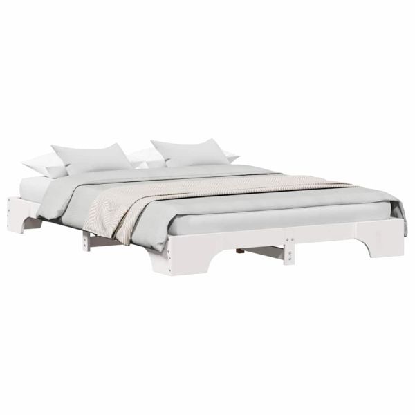 Рамка за легло Бяло 140 x 200 cm Солидно борово дърво