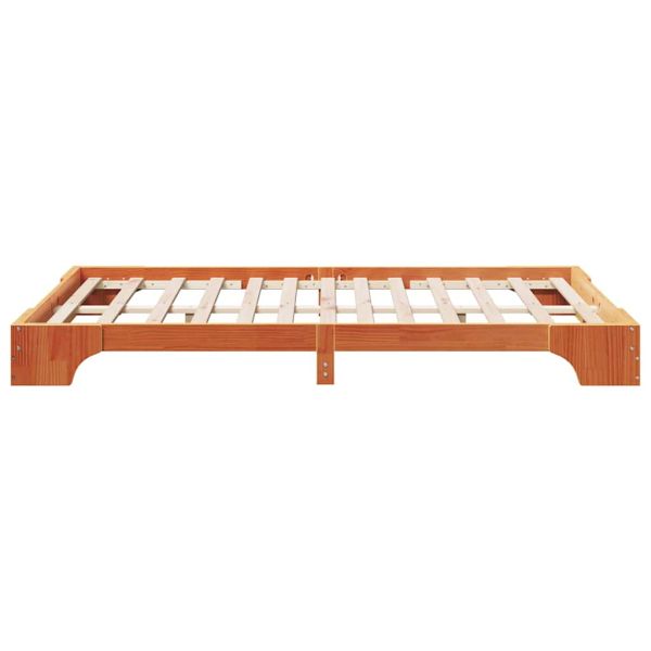 Рамка за легло Кафяво с восъчно покритие 135 x 190 cm