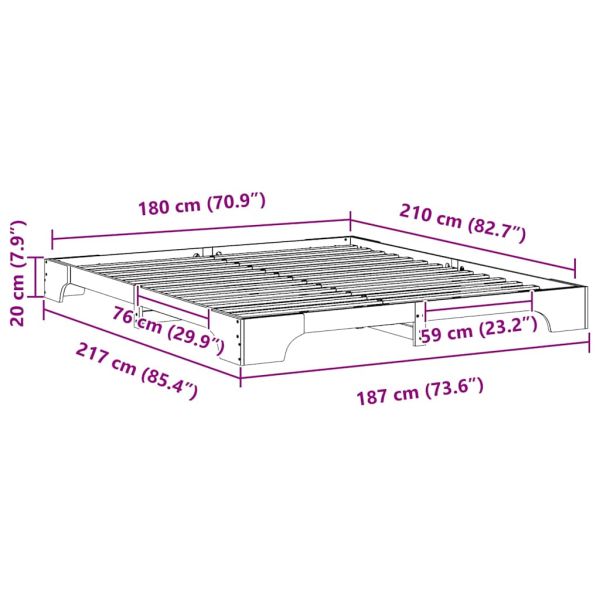 Рамка за легло Кафяво 180 x 210 cm Солидно борово дърво