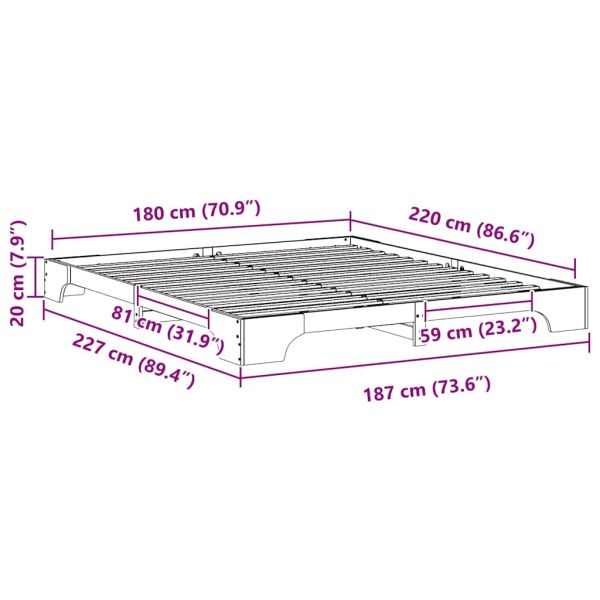 Рамка за легло Кафяво 180 x 220 см Солидно борово дърво