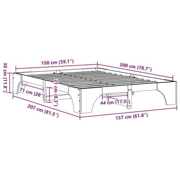 Рамка за легло Кафяво с восъчно покритие 150 x 200 cm