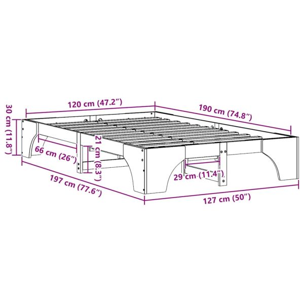 Рамка за легло Кафяво с восъчно покритие 120 x 190 cm