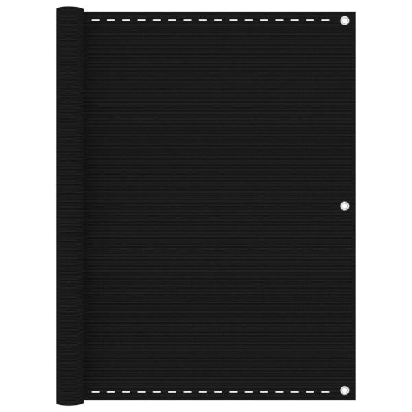 Балконски параван, черен, 120x600 см, HDPE