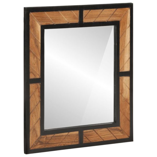 Комплект мебели за баня, 2 части, желязо и масивна акация