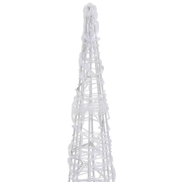 Акрилна декоративна пирамида LED светещ конус студено бял 90 см