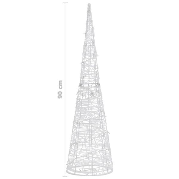 Акрилна декоративна пирамида LED светещ конус студено бял 90 см