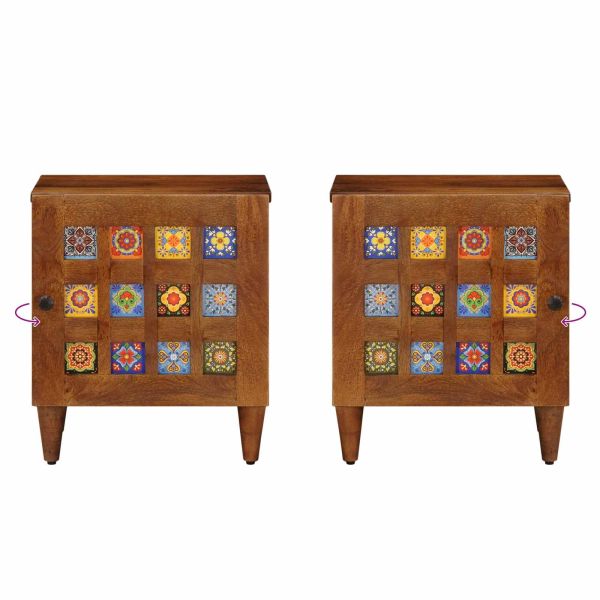 Нощен шкаф 2 pcs Кафяво 40 x 33,5 x 46 см Солидно мангово дърво