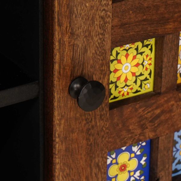 ТВ шкаф с рафт Орех 105 x 33,5 x 46 см Солидно мангово дърво