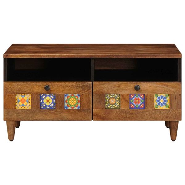 ТВ шкаф с чекмедже Орех 70 x 33,5 x 46 см Солидно мангово дърво