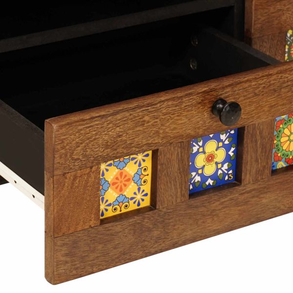 ТВ шкаф с чекмедже Орех 70 x 33,5 x 46 см Солидно мангово дърво