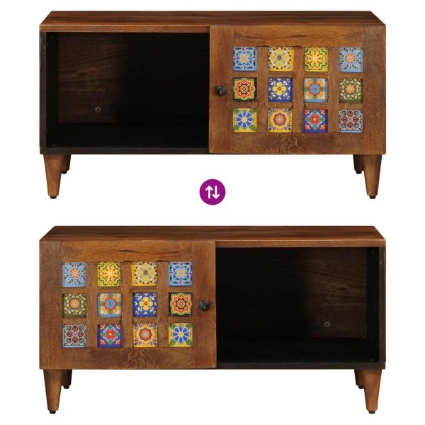 Масичка за кафе Кафяво 80 x 50 x 40 cm Солидно мангово дърво