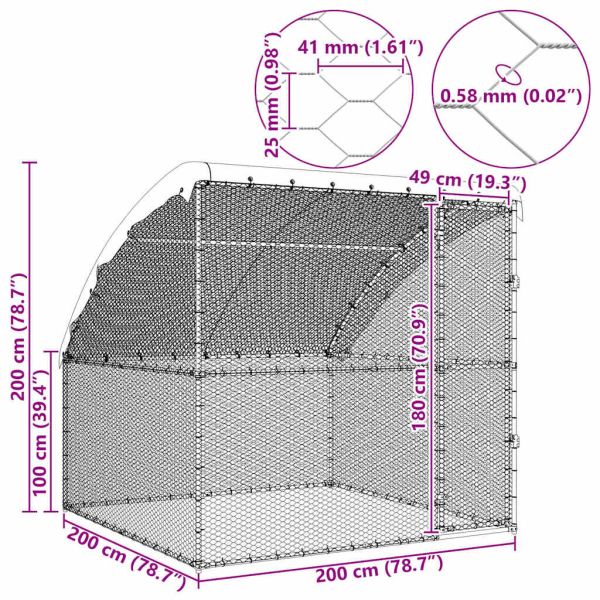Клетка за пилета Сребрист 2 x 2 x 2 m Галванизирана стомана