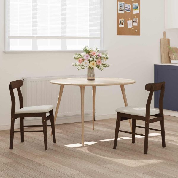 Трапезен стол 2 pcs Светло кафяво и светло Солидно гумено дърво