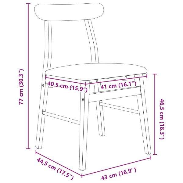 Трапезен стол 2 pcs Светло кафяво и светло Солидно гумено дърво