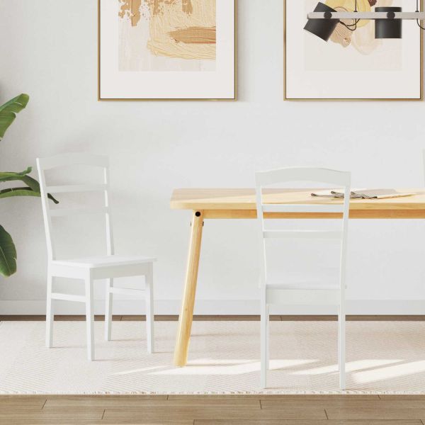 Трапезен стол 2 pcs Бяло Солидно гумено дърво