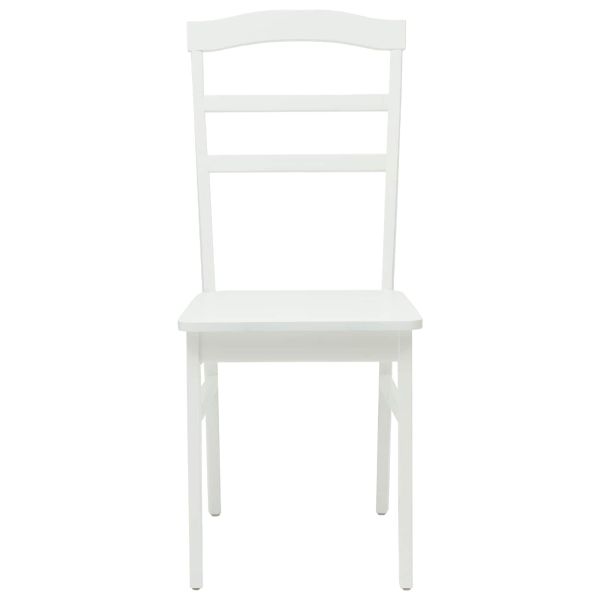 Трапезен стол 2 pcs Бяло Солидно гумено дърво