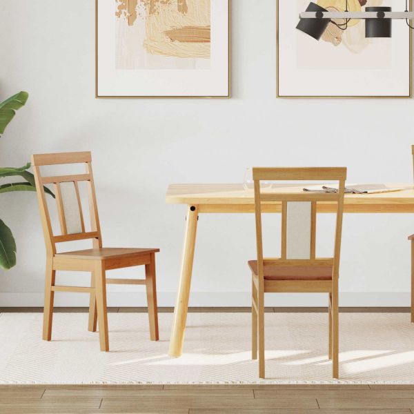 Трапезен стол 2 pcs Естествен Солидно гумено дърво